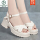 Spechtsgurt Sandalen für Frauen, Schwammkuchen dicker Sohle komfortabler und vielseitiger Sommer Neues Feenstil wasserdichtes Plattform Weiche unten Römische Frauenschuhe Hy2677 Black 35