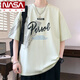 
NASA XVVX short-sleeved men's summer loose trendy brand letter printed round neck top half-sleeved T-shirt American casual men's T-shirt 693 black L about 100-120 Jin [Jin equals 0.5 kg] can be worn