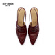 
DEEP BREATH Deep Breath Women's Shoes Old Qianfeng Eel Leather Commuter Single Shoes Thin Heel Empty Shoes Women's AX11151 Red 36