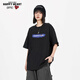 T-shirts Charles Peach Heart pour hommes et femmes, petit monstre imprimé en coton pur couple de base de base de base courte, noir m