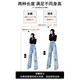 派吉鲨浅色高腰刺绣牛仔裤女春秋季2025新款直筒宽松垂感显瘦拖地阔腿裤 浅蓝色长裤 9926# S