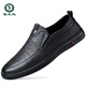 
Woodpecker leather shoes men's hollow hole shoes dad shoes summer soft sole breathable lazy bean shoes mesh eyelid shoes non-slip 6999 black 42