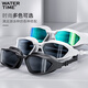 WATERTIME swimming goggles, large frame, high-definition myopia coating, waterproof and anti-fog, men's and women's adult swimming goggles and swimming cap set equipment, phantom/black, left and right, different photos of this item, please contact customer service to note the degree.