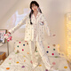 Mobehai -Pyjama für Frauen im Frühling und Herbst lange Ärmel Süßes und süßes 2025 neuer Home -Kleidung Sommeranzug für Outdoor -Kleidung 6173 Lapel Tupfen Katze M.