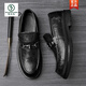 Woodpecker Men's Shoes 2025 New Spring and Autumn British Style Loafers Business Casual Genuine Leather Slip-On Leather Shoes Men's Peas Shoes Black 40 (250mm)