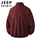 JEEP SPIRIT2025 Spring, Autumn and Winter New Lapel Burgundy Jacket Men's Loose Couple Coach Jacket Pilot Jacket Large Size Plus Size Men's Clothing-Burgundy 2XL