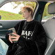 Shelley Jones' new round neck sweater for autumn and winter, men's trendy loose inner sweater for men's sweater for young men's pullover, handsome sweater milky white XL [Recommended 120-140Jin [Jin equals 0.5 kg]]