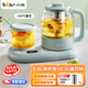 Bear Health Pot Set Tea Kettle Office Mini Electric Kettle Thermos Cup Heating Coaster Warm Milk Desktop Multi-Function Flower Tea Multi-stage Thermostatic Pot Winter Health Gift 0.8L +0.3L Combination Set YSH-P08G7