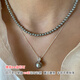 Fat Donglai's same style pearl pendant S925 silver single necklace for women 2025 new light luxury niche high-end lock Pearl white necklace/piece (about 48cm) whole body silver