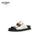 
DEEP BREATH Deep Breath Women's Shoes Double-button Open-toe Casual Cool Sandals Slippers AX14107 White 35