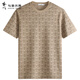 Dancing with the wolf [full of print] Short-sleeved T-shirt with mulberry silk 2025 summer new round neck antibacterial cool top 6035 Khaki 701 S (165)