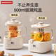 BASSENS small square stewed all-glass health pot 1.2L teapot health kettle all-in-one kettle thermostatic kettle baby maternal and infant grade material mini teapot boiling water BS-D5