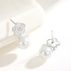 Wanlifu S925 silver French camellia earrings for women retro flower pearl earrings niche design earrings new style EY653 gold (with plastic ear plugs) 925 silver