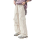 Yoyo one (Yoyo one) Girls' labor pants Spring and autumn cool style children's spring and clothing pants 2025 new style big children's mountain wide-leg sports pants 15265 apricot color + 15259 gray 150 150cm
