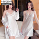 Modal ice silk pajamas for women in summer thin sexy suspender nightgown nightgown two-piece set high-end spring and autumn home clothing set SYG12052 lace two-piece set maroon XL [height 165-170,110-135Jin [Jin equals 0.5 kg]]