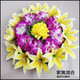 Sacrifice memorial wreath supplies Qingming Festival ancestor worship graveyard plastic simulation fake flower chrysanthemum trumpet 60 cm white outside + purple inside