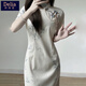 Reserved style new Chinese retro Republican style cheongsam 2025 summer new young girl slim dress for women long 719 flower branches [excluding accessories] M Recommended 85-100 Jin [Jin equals 0.5 kg]