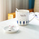 Porcelain soul ceramic mug with lid and spoon cup coffee cup couple tea cup men and women large capacity water cup kitten cup