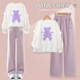 
OVE girls spring suit 2025 new fashionable children's spring and autumn sweatshirt medium and big children's early spring clothes 15188 purple + 4882 white 140 140cm