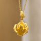 Shien-plated 18K gold rose flower necklace for women, romantic retro 99 flower pendant, clavicle chain, girlfriend gift, three-dimensional rose flower necklace
