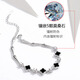 Guanpu Pavilion Fat Donglai same style pt950 platinum bracelet four-leaf clover pt999 girls platinum bracelet women's Valentine's Day gift PT950 black agate four-leaf clover bracelet SF engraving