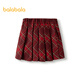 Balabala shopping mall same style girls skirt 2025 new spring short skirt children plaid pleated skirt red tone 00466 130 cm