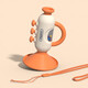 The Rishi trumpet can be chewed by babies. The 8-month-old toy can play the musical instrument trumpet. Recommended by child care. 6-month-old baby. Hanging neck cord Gami orange.