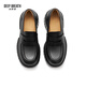 
DEEP BREATH Deep Breath Women's Shoes Cowhide Simple XL Thick Sole One-Standed Loafer Women's Shoes AX13116 Black 37