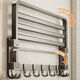 Qinkai Bathroom Towel Rack Bathroom No Punch Bathroom Towel Storage Rack Bathroom Toilet Wall-mounted Space Aluminum Storage Rack Thick Thickened 9 Hook Two-piece Set 9889 [Bath towel rack + wool Thickened Space Aluminum [gun ash]