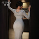 Feimu 2025 new sexy wife low collar home suit sexy underwear high-end pajamas passionate dating robe 7853