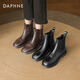 Daphne Chelsea short boots for women in autumn and winter genuine leather brown thin boots new British style Martin boots for women brown single 36