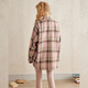 UNIFREE Pink Plaid Brushed Shirt Women's College Style Loose Casual Versatile American Retro Japanese Shirt M
