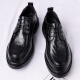 Zapatos de cuero portuleso para hombres de negocios británicos para hombres zapatos informales de negocios bajo zapatos de boda de la suela gruesa baja 9929 Negro 40