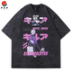 Jueslang animation full-time hunter hunter x hunter retro old summer cotton washing short-sleeved T-shirt for men and women washing black B1278 XL