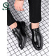 
Woodpecker leather shoes men's Korean style business spring and summer casual breathable British odor-proof inner height-enhancing formal wear wedding groom shoes black 9928 44