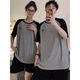 
Langsha couple summer thin pure cotton short sleeve shorts home clothes black and gray two-piece set for men and women 695 [single set price] M women