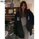 Cotton heavy hooded sweatshirt for women in spring, autumn and winter new American loose Korean style plus velvet Shandong Jimo cardigan jacket 844 white and gray [regular high quality 31.5] L 100-115 Jin [Jin equals 0.5 kg]
