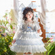 Anneyol Original Girls Spring Elsa Princess Dress 2025 New Spring and Autumn Lolita Mesh Puff Skirt Elsa Dress Blue 110