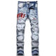 Fadenjue Emil Slim Fit Herren-Jeansbrief Ripped Sticky Leder Patch Slim Fit [hohe Qualität] M724 L 105-125jin [Jin entspricht 0,5 kg]