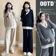 Geman maternity suit autumn suit 2025 large size fashion wear high-end maternity top and pants spring and autumn two-piece set black suit L (recommended 115-130Jin [Jin equals 0.5 kg])