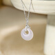 Saturday Fortune (ZLF) S925 silver chalcedony necklace for women, elegant and safe buckle pendant as a birthday gift for girlfriend, pendant chain length 40+5cm