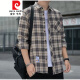 
Pierre cardin plaid casual shirt men's spring and autumn long-sleeved shirt Korean top retro loose autumn thin jacket K12108 white M 90-110Jin [Jin equals 0.5 kg]