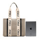 Chloe Woody -Serie Leinen Canvas Medium Damen -Umhängetasche Tasche Tasche Hellgrau 691J Einzelgröße
