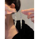 OFK999 Sterling Silver Shiny Long Metal Tassel Exaggerated Earrings Light Luxury Niche Design Temperament Versatile Silver Long Tassel Earrings Pair Old