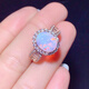 Youshu super large grain natural opal ring for women with sparkling crystals and clean 925 silver inlaid with live mouth design