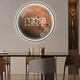 Kleine Gemälde Uhr High-End-Sense kreisförmiger Mond Esszimmer Hänge elektronische Uhr Wanduhr Wohnzimmer 2025 Neue Style-Eingang Dekorative Maluhr ZP3893 [LED Digital Display Screen-Can immer eingestellt werden] 47 Zoll 120*120 cm [elektrisches Modell mit Lichtern]
