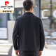皮尔卡丹（pierre cardin）中年男士行政外套翻领春秋款商务休闲中年爸爸夹克通勤色上衣 黑色N9712 170/M 均码