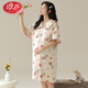 Langsha (Langsha) Pure Cotton Chest Pad Pad Pyjamas für schwangere Sommer-Frauen mit kurzärztem Strickjacken für die Geburt nach der Geburt zum Stillen von Nachthemd für postpartale Mutterschaft 7A-11981 M [Vorschlag 80-100jin [Jin gleich 0,5 kg]]]