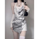 
Chaomengcheng American retro sexy hot girl fake two-piece sleeveless shirt for women in summer new tight outerwear vintage printed top XZ#9227 White S