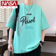 
NASA XVVX short-sleeved men's summer loose trendy brand letter printed round neck top half-sleeved T-shirt American casual men's T-shirt 693 black L about 100-120 Jin [Jin equals 0.5 kg] can be worn